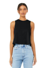 BELLA+CANVAS Women's Racerback Cropped Tank. BC6682 Solid Black Blend
