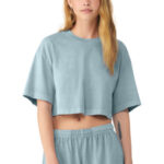 BELLA+CANVAS Women's Heavyweight Garment-Dyed Cropped Tee BC6882GD Light Washed Denim