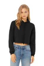 BELLA+CANVAS Women's Sponge Fleece Cropped Fleece Hoodie. BC7502 Black