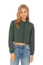 BELLA+CANVAS Women's Sponge Fleece Cropped Fleece Hoodie. BC7502 Military Green