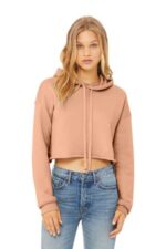 BELLA+CANVAS Women's Sponge Fleece Cropped Fleece Hoodie. BC7502 Peach
