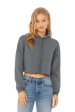 BELLA+CANVAS Women's Sponge Fleece Cropped Fleece Hoodie. BC7502 Storm