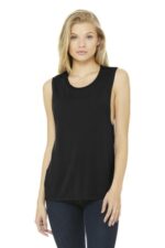 BELLA+CANVAS Women's Flowy Scoop Muscle Tank. BC8803 Black