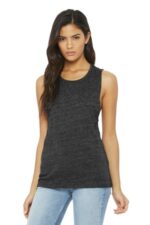 BELLA+CANVAS Women's Flowy Scoop Muscle Tank. BC8803 Charcoal Black Slub