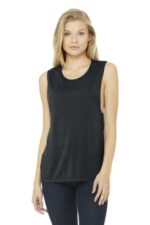 BELLA+CANVAS Women's Flowy Scoop Muscle Tank. BC8803 Dark Grey Heather
