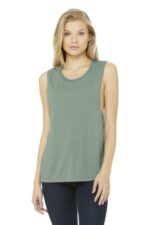 BELLA+CANVAS Women's Flowy Scoop Muscle Tank. BC8803 Dusty Blue
