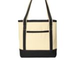 Port Authority Medium Cotton Canvas Tote. BG412 Natural/ Black