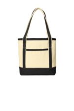 Port Authority Medium Cotton Canvas Tote. BG412 Natural/ Black