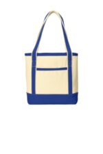 Port Authority Medium Cotton Canvas Tote. BG412 Natural/ True Royal