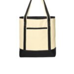 Port Authority Large Cotton Canvas Tote. BG413 Natural/ Black