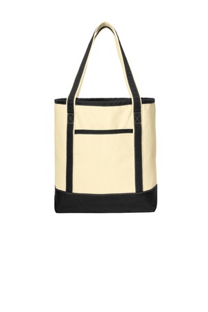 Port Authority Large Cotton Canvas Tote. BG413 Natural/ Black