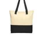 Port Authority Colorblock Cotton Tote. BG414 Natural/ Black