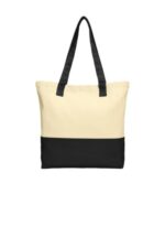 Port Authority Colorblock Cotton Tote. BG414 Natural/ Black