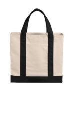 Port Authority Cotton Canvas Two-Tone Tote BG429 Natural/ Deep Black
