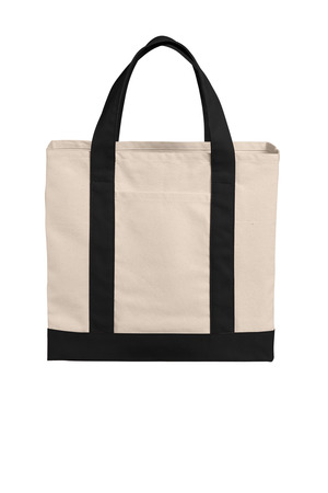 Port Authority Cotton Canvas Two-Tone Tote BG429 Natural/ Deep Black
