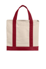 Port Authority Cotton Canvas Two-Tone Tote BG429 Natural/ Deep Red
