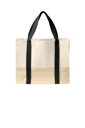 Port Authority Straw Market Tote BG450 Deep Black