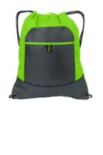 Port Authority Pocket Cinch Pack. BG611 Lime/ Deep Smoke