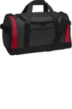 Port Authority Voyager Sports Duffel. BG800 Dark Grey/ Red
