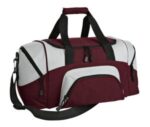 Port Authority - Small Colorblock Sport Duffel. BG990S Maroon/ Grey