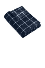 Port Authority Ultra Plush Blanket. BP31 River Blue Navy/ Marshmallow Check