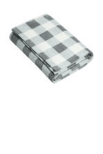 Port Authority Small Ultra Plush Blanket BP33 Marshmallow/ Monument Grey Check