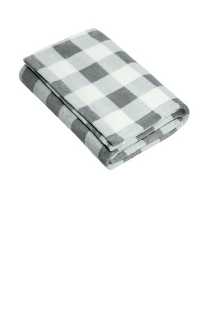 Port Authority Small Ultra Plush Blanket BP33 Marshmallow/ Monument Grey Check
