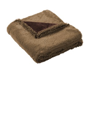 Port Authority Faux Fur Blanket. BP45 Fawn/ Espresso Brown