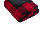 Port Authority Double-Sided Sherpa/Plush Blanket BP48 Black/ Red Buffalo Plaid