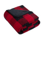 Port Authority Double-Sided Sherpa/Plush Blanket BP48 Black/ Red Buffalo Plaid