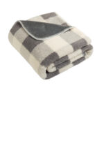 Port Authority Double-Sided Sherpa/Plush Blanket BP48 Grey/ Marshmallow Buffalo Plaid