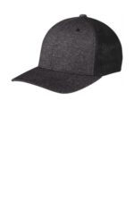 Port Authority Flexfit Melange Mesh Back Trucker Cap C302 Black/ Dark Charcoal Heather