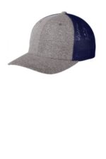 Port Authority Flexfit Melange Mesh Back Trucker Cap C302 True Navy/ Grey Heather