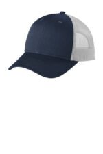Port Authority Low-Profile Snapback Trucker Cap C402LP Dress Blue Navy Heather/ Silver Mist