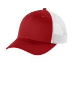 Port Authority Low-Profile Snapback Trucker Cap C402LP Flame Red/ White