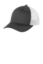 Port Authority Low-Profile Snapback Trucker Cap C402LP Grey Steel/ White