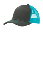 Port Authority Snapback Trucker Cap. C402 Grey Steel/ Neon Blue