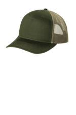 Port Authority Snapback Five-Panel Trucker Cap C405 Olive Drab Green/ Tan
