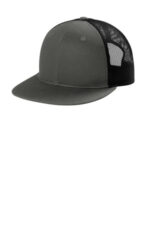 Port Authority Snapback Flat Bill Trucker Cap C407 Grey Steel/ Black