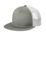 Port Authority Snapback Flat Bill Trucker Cap C407 Heather Grey/ White