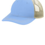 Port Authority Unstructured Snapback Trucker Cap C409 Carolina Blue/ Tan