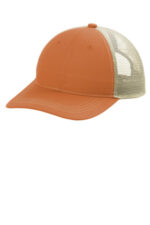 Port Authority Unstructured Snapback Trucker Cap C409 Texas Orange/ Tan