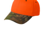 Port Authority Enhanced Visibility Cap with Camo Brim. C804 Orange Blaze/ Mossy Oak New Break-Up