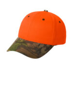 Port Authority Enhanced Visibility Cap with Camo Brim. C804 Orange Blaze/ Mossy Oak New Break-Up