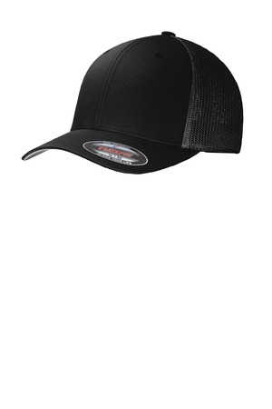 C812 - Black/ Black Port Authority Flexfit Mesh Back Cap. C812 Black/ Black