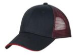 Port Authority Double Mesh Snapback Sandwich Bill Cap. C818 Black/ Red