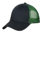 Port Authority Double Mesh Snapback Sandwich Bill Cap. C818 Black/ Shock Green