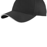 Port Authority Unstructured Sandwich Bill Cap. C919 Black/ White