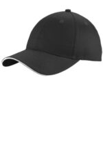 Port Authority Unstructured Sandwich Bill Cap. C919 Black/ White