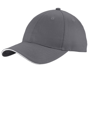 Port Authority Unstructured Sandwich Bill Cap. C919 Charcoal/ White